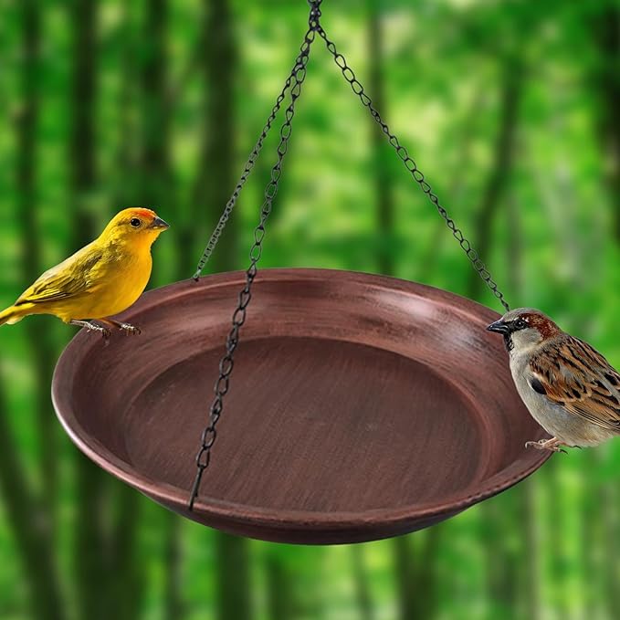 Hanging Bird Feeder Hanging Bird Bath Multipurpose Waterer with Hook Food Bowl Feeding Plate for Yard Garden Decoration Lawn