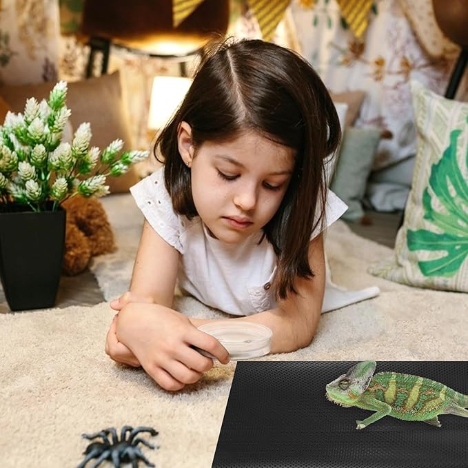 Reptile Terrarium Carpet Pad Non-Adhesive Black Large Dot Pattern 45cm X 200cm Reusable Substrate Lizard Mat Tortoise Bedding for Tank Habitat