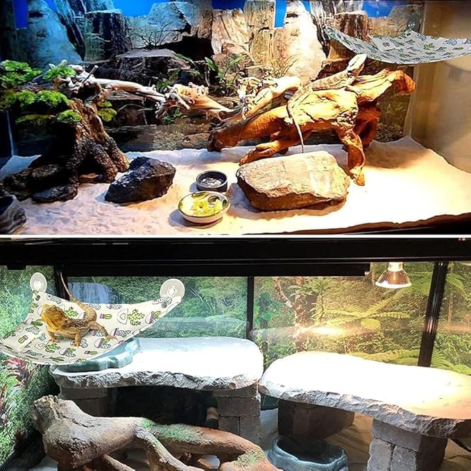 2 PCS Lizard Hammock Reptile Bed Bearded Dragon Tank Accessories for Lizards, Gecko, Lguana Bearded…