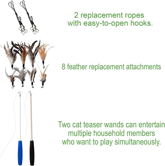 Cat Toys - No Chemical Dyeing Cat Feather Toys for Indoor Cats - Include Cat Wand and Natural Feather Refills - Image 4