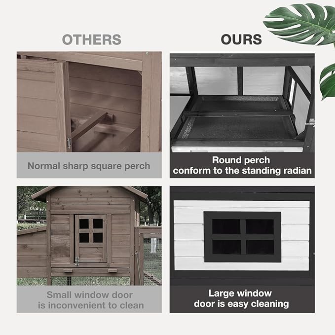 Chicken Coop Expandable Chicken House for Outdoor with Wheels Nesting Box, Leakproof Pull-on Tray, and UV-Resistant Roof Panel - White