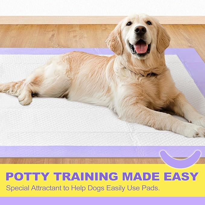 MIZOK Dog Pads Extra Large 28x44in, XXL Potty Pads for Dogs, Keeps Fresh & Clean, Ultra Absorbent Up to 12 Cups, 6 Layers Leak-Proof, Purple Lavender Color (30 Counts)