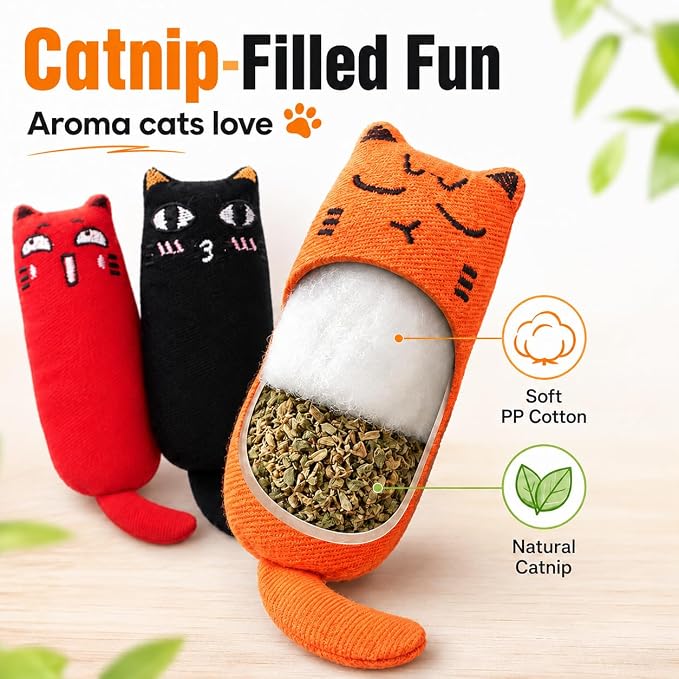 Legendog 5Pcs Bite Resistant Catnip Toy for Cats,Catnip Filled Cartoon Mice Cat Teething Chew Toy - Image 8