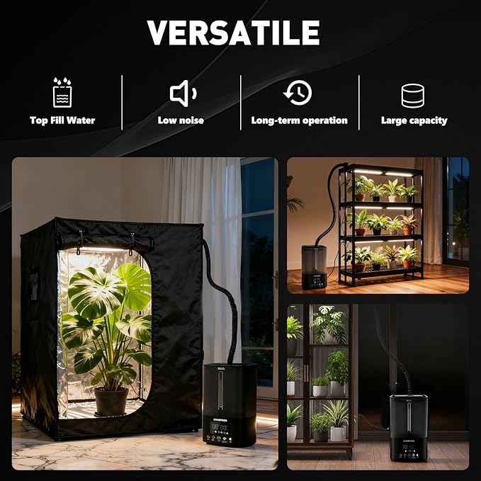 Coospider Reptile Fogger Terrariums Humidifier, Top Fill Cool Mist, Automatic Reptile Mister with Dual Hose, Timer, Humidity Control for Reptile Mister for Amphibians Herps Vivarium (5L/1.32GAL)