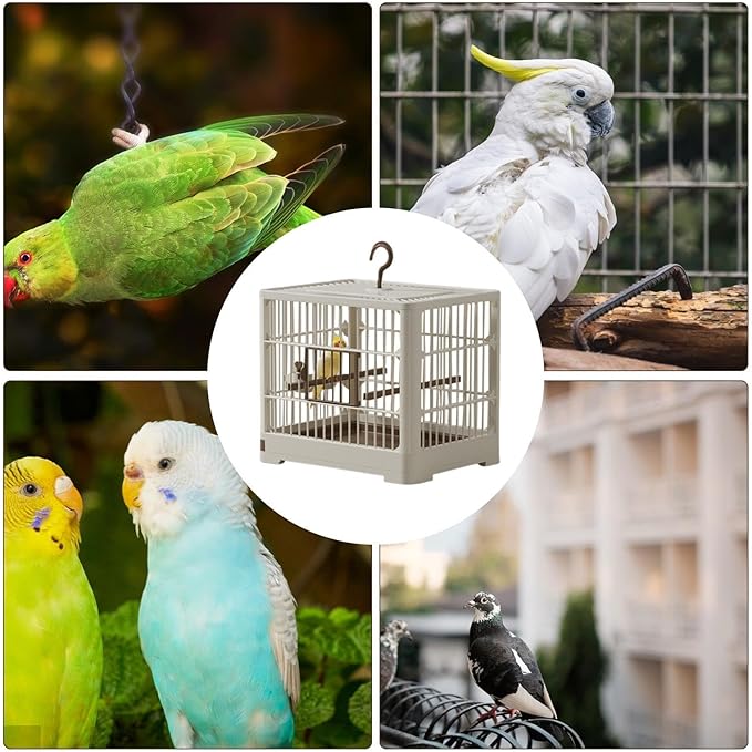 Bird Cages for Parakeets - Travel Bird Cage, Portable Bird Carrier | Lightweight Travel Cage with Detachable Tray Hook Handle, Compact Travel Cage