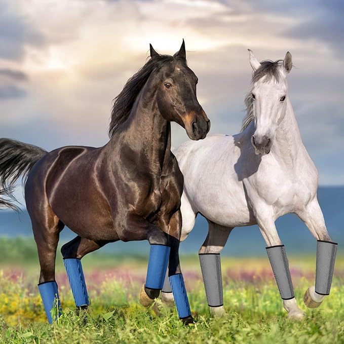 Jexine Set of 8 Mesh Fly Boots for Horse Loose Fitting Non Slip Breathable Horse Fly Leggings Protective Reduces Stress Leg Fatigue Wraps for Preventing Flies Mosquitoes Bite