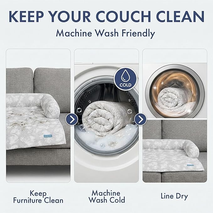 Spark Paws Cooling Couch Cover Dog Bed, Furniture Protector Mat, Non-Toxic Washable Pet Cooling Pad for Large & Small Dog - Cloud Grey - Size M