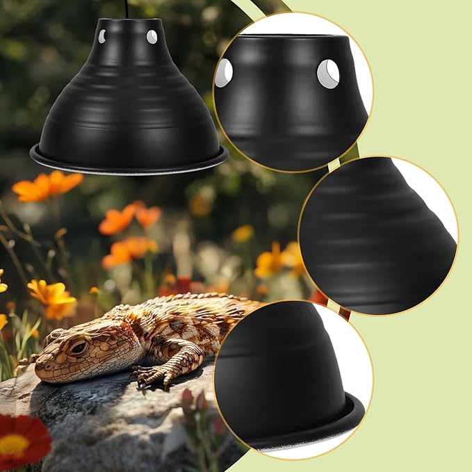 HouseVibe Reptile Dome Lamp Cover Light Shade Replacement Part for Turtles Lizards Chameleons Geckos Bearded Dragons Aluminum Fixture- 5.5in