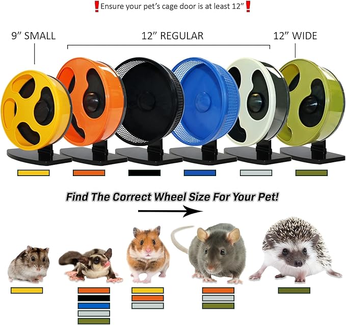 Silent Runner 12" Regular Wheel + Sandy Track + Cage Attachment - Pet Exercise Wheel Package Set - for Sugar Gliders, Female Rats, Hamsters, Mice and Other Small Pets