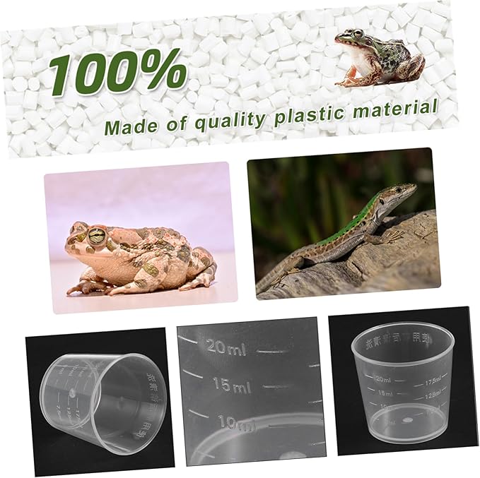 20Pcs Reptile Water and Food Measuring Cups Scale Feeder Bowls for Gecko Lizard Snake for Pet Feeding and Watering