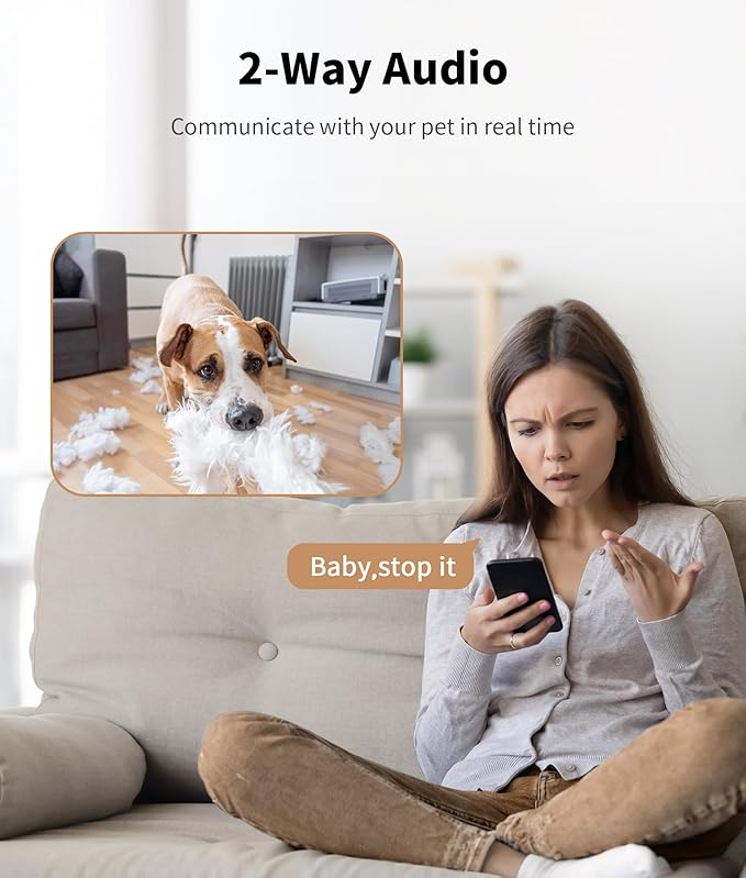 TKENPRO 2K Cat Camera Treat Dispenser, AI Photo Album, Pet Camera with 360° Auto Tracking & 5G/2.4G WiFi, 2-Way Talk, Remote Treat Tossing, Motion Alerts for Dogs Indoor, White