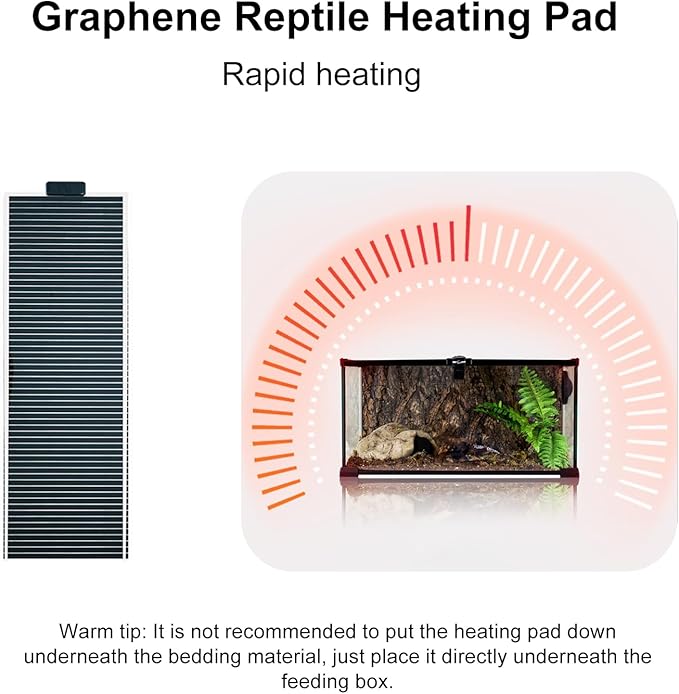 Crystalberry 31" x 11" Reptile Heat Pad 45W, Adjustable Temperature Heating Mat Multi-Temperature Control Pet Heating Pad, Under Tank Heater Mat for Turtle Snake Lizard Terrarium Tank
