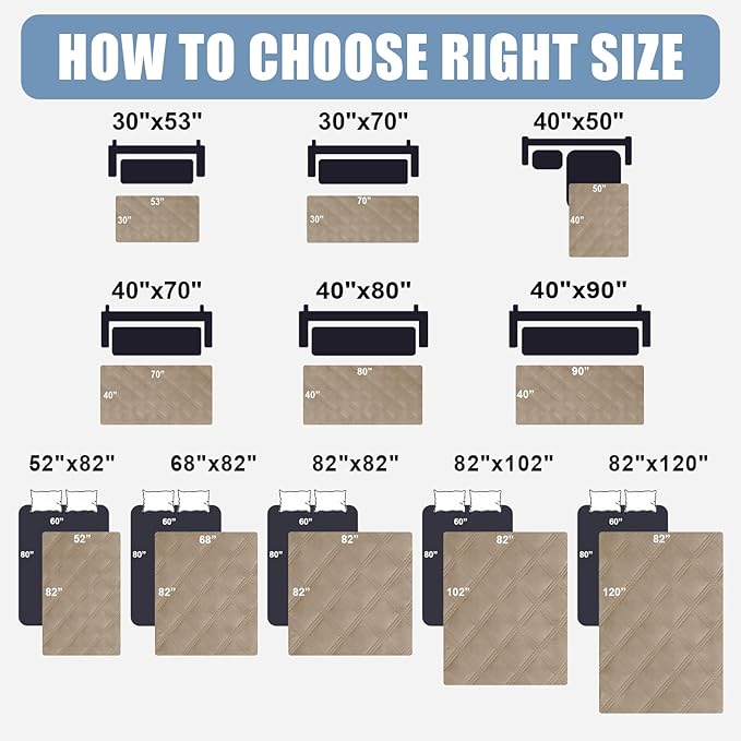 Smiry Waterproof Dog Bed Cover Blanket 30x95, Soft Reversible Pet Blanket, Washable Leakproof Cats Dogs Couch Cover for Sofa, Couch, Furniture, Lattice, Taupe/Beige