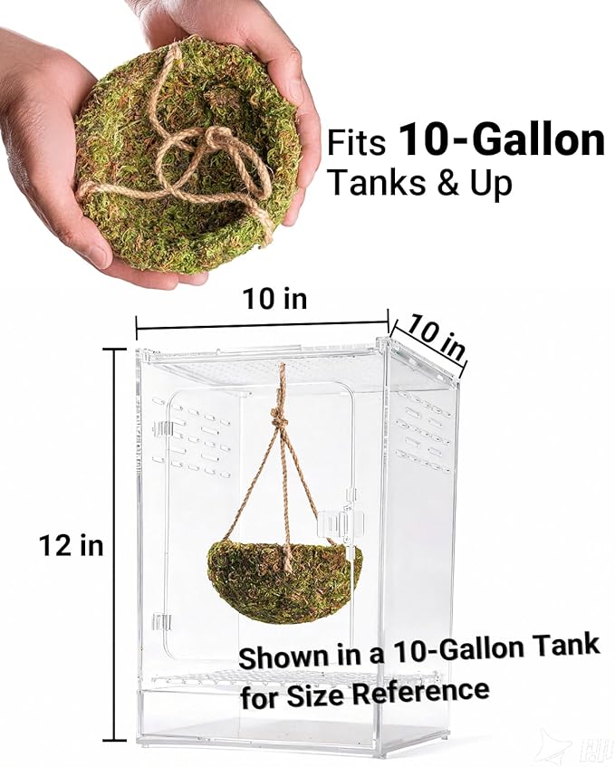 Handmade Crested Gecko Tank Decor – Hanging Shelter for Bearded Dragon Accessories, Reptile Hammock, Hermit Crab, Snake and Other Small Reptiles