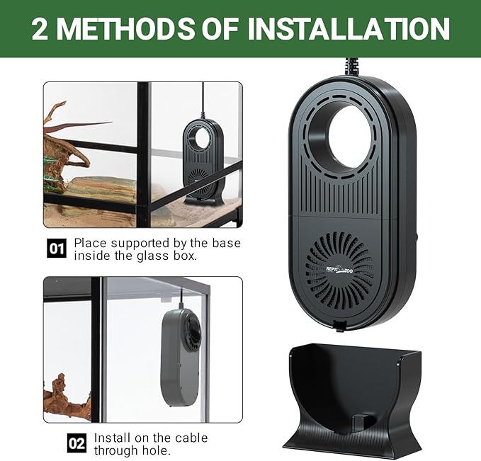 REPTI ZOO Reptile Glass Terrarium Air Purifier, Carbon Filter Reptile Air Cleaner bearded dragon tank accessories for reptile tank, Bearded dragon, Lizard, Tortoise, Snake