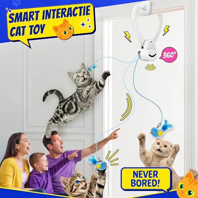 CATPICK Interactive Doorway Cat Toy, No-Adhesive Clip-On for Indoor Cats - Image 2
