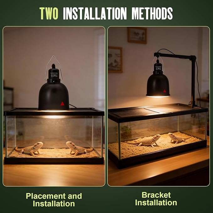 2-Pack Reptile Light Fixture 5.5in Deep Dome Reptile Lamp Fixture Heat Lamp Fixture for Heat/UVA/UVB Bulb Basking Lamp Max 100W for Reptile Habitat