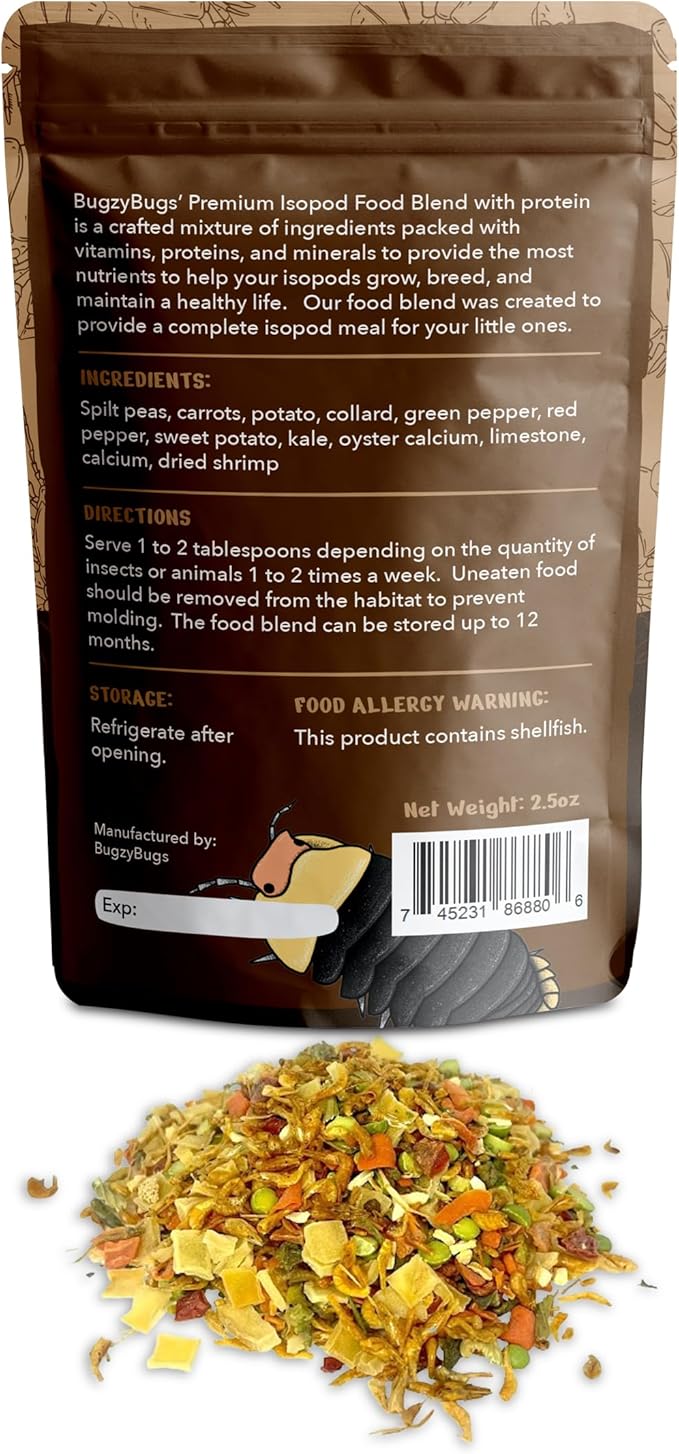 Isoblend Premium Isopod Food Bundle Protein Vegetable Dry Blend and Shrimp Treat Rich Food Source for Feeders Insects Reptiles Invertebrates