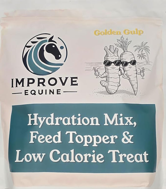 Low Calorie Hydration, Feed Topper & Treat | Safe, NO Electrolyte/Salt for Daily Intake | No Sugar Added (2LB Bag (100 Servings), Golden Gulp - Carrot & Turmeric)