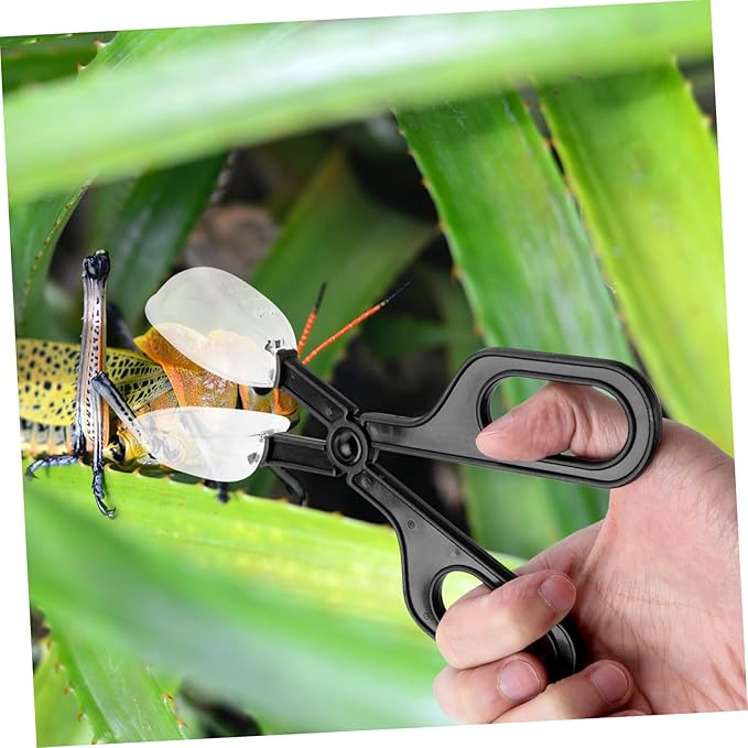 Mipcase 3pcs Reptile Feeding Clip for Crickets Locusts Plastic Scissors Handle Easy to Use