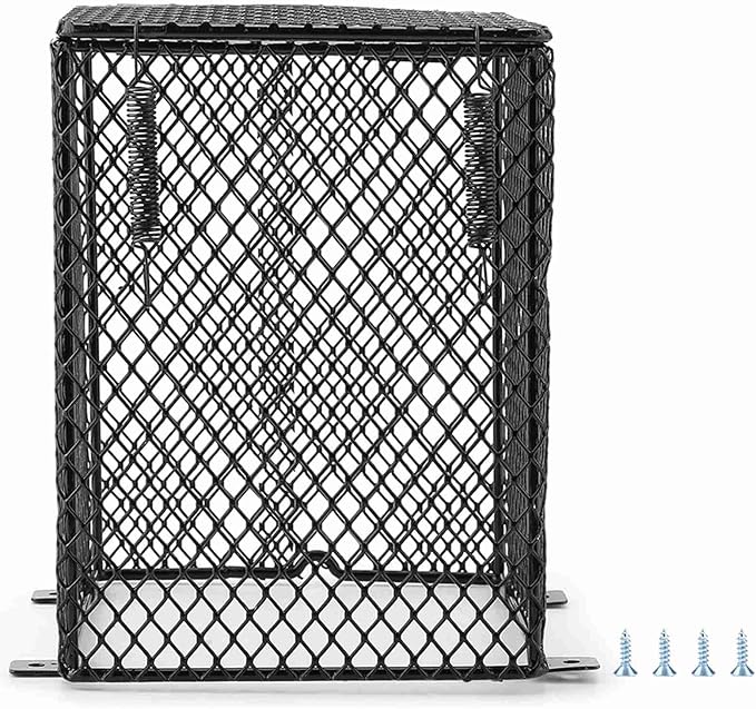 Reptile Anti-Scald Lamp, Mesh Cover, Durable Heating Shade for Ceramic Bulb Day and Night, Suitable for Reptile Owners (Square)