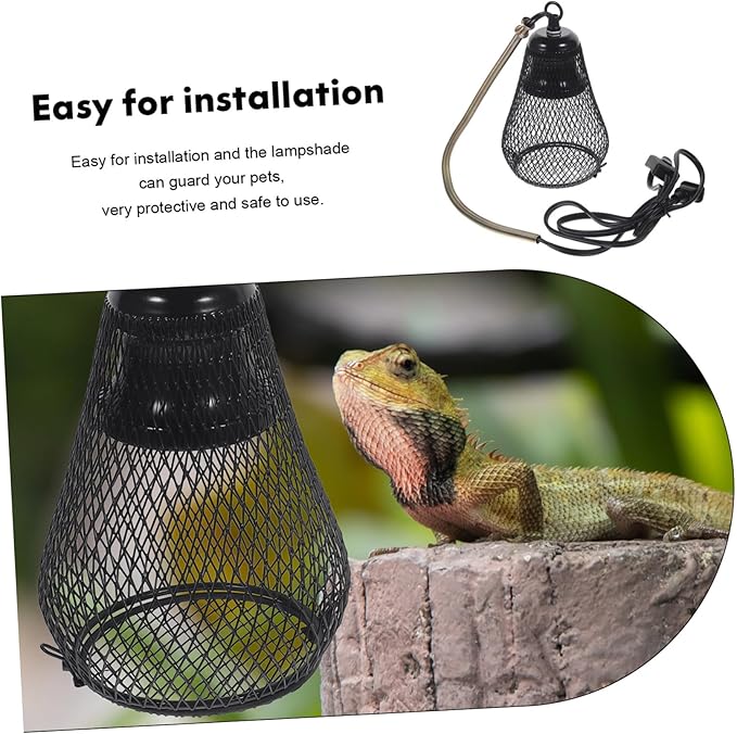 VICASKY Reptile Accessory Heater Lamp Shade with -Scale Mesh Cover Hook for Plug