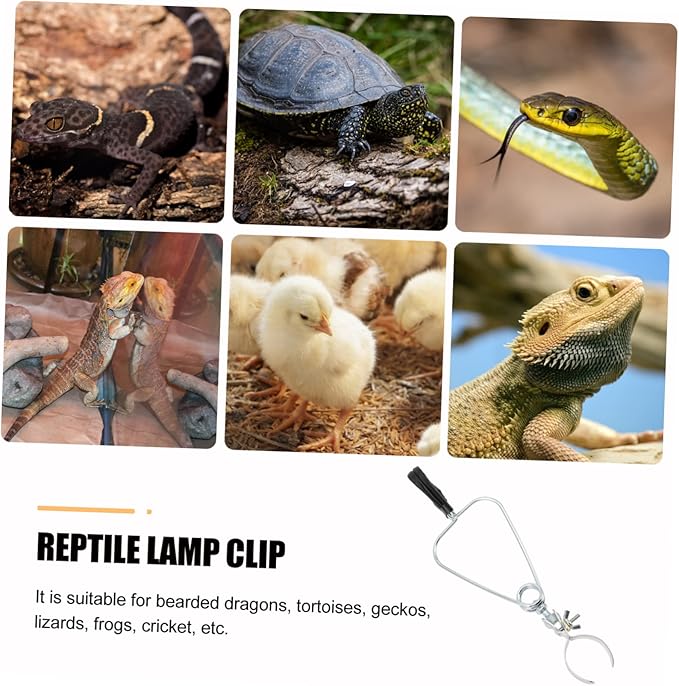 BESPORTBLE Aluminum Reptile Light Clamp Ceramic Lamp Holder and Spring Clip Adjustable Metal Reptile Lamp Fixture for Bearded Dragons Snakes Lizards and Turtles