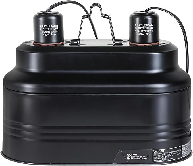 Simple Deluxe Dual Dome Reptile Light Fixture with Separate Switches, Fits Max 160W Reptile Heat Lamp/UVB Light, for Amphibians Terrarium and Tortoise Habitat