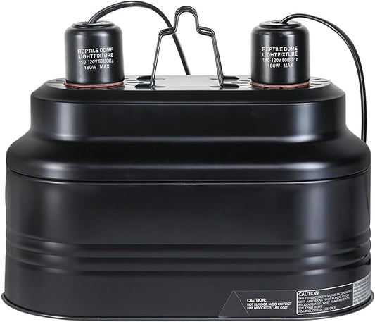 Simple Deluxe Dual Dome Reptile Light Fixture with Separate Switches, Fits Max 160W Reptile Heat Lamp/UVB Light, for Amphibians Terrarium and Tortoise Habitat
