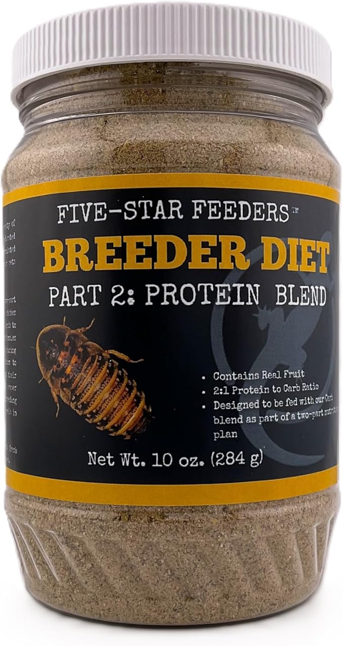 Roach Breeder Diet – Part 2: Protein Blend – Breeder-Optimized Formula for Dubia Roaches and Feeder Insects – 10 oz Plastic Jar