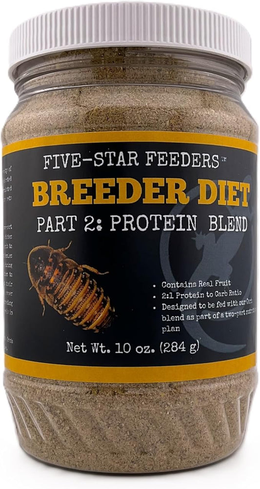 Roach Breeder Diet – Part 2: Protein Blend – Breeder-Optimized Formula for Dubia Roaches and Feeder Insects – 10 oz Plastic Jar
