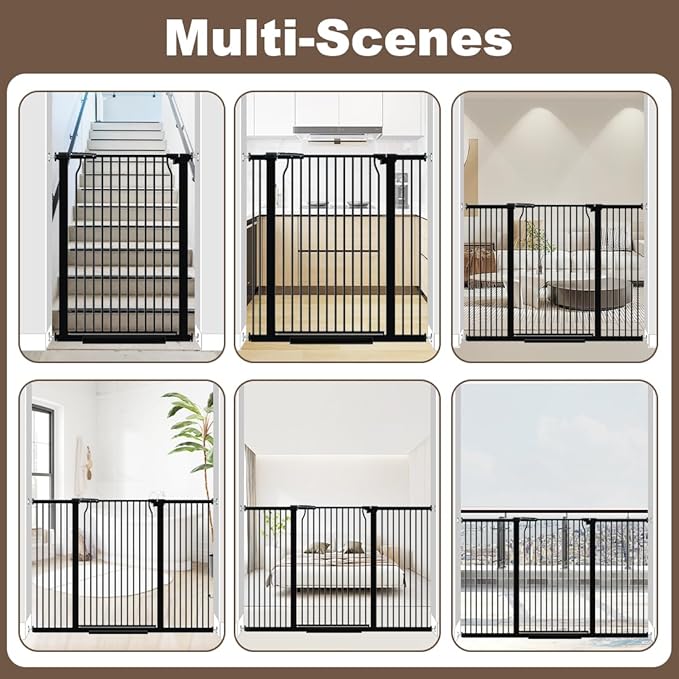 41" Extra Tall and Wide Pet Gate, 65.8-71.2 in Baby Gates with Door for Doorways Hallways, Walk Thru Large Dog Gate Indoor, Auto Close Long Child Safety Gates for Kids Puppy Doggie, Black