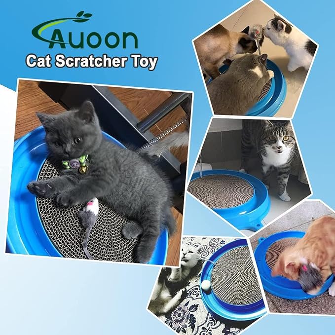 AUOON Cat Scratcher Toy with Ball Track for Indoor Cats and Kittens, Gray - Image 8
