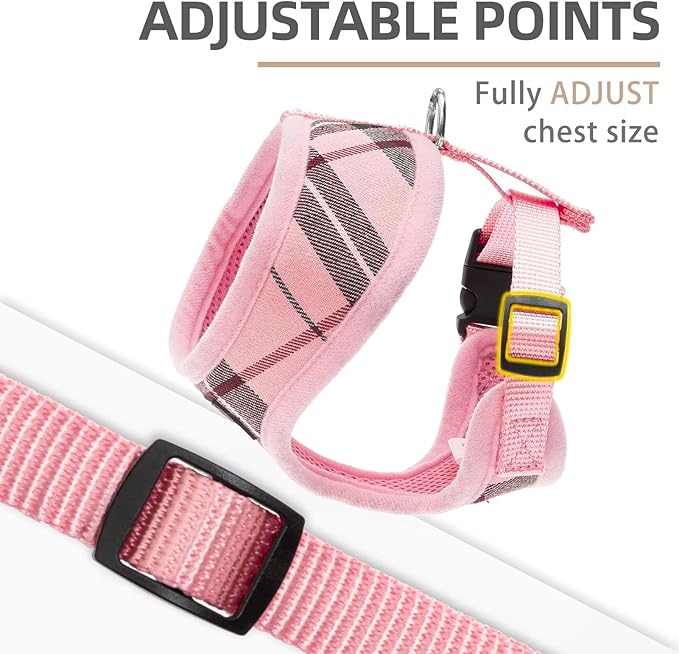 PUPTECK Soft Mesh Dog Harness and Leash Set Pet Puppy Cat Comfort Padded Vest No Pull Harnesses, Light Pink, S