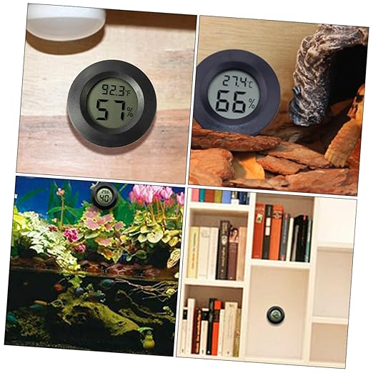 7pcs Digital Thermohygrometer for Reptile Tank Humidity Temperature Monitor Mini Hygrometer 2-in-1 Gauge Ideal for Terrarium Greenhouse