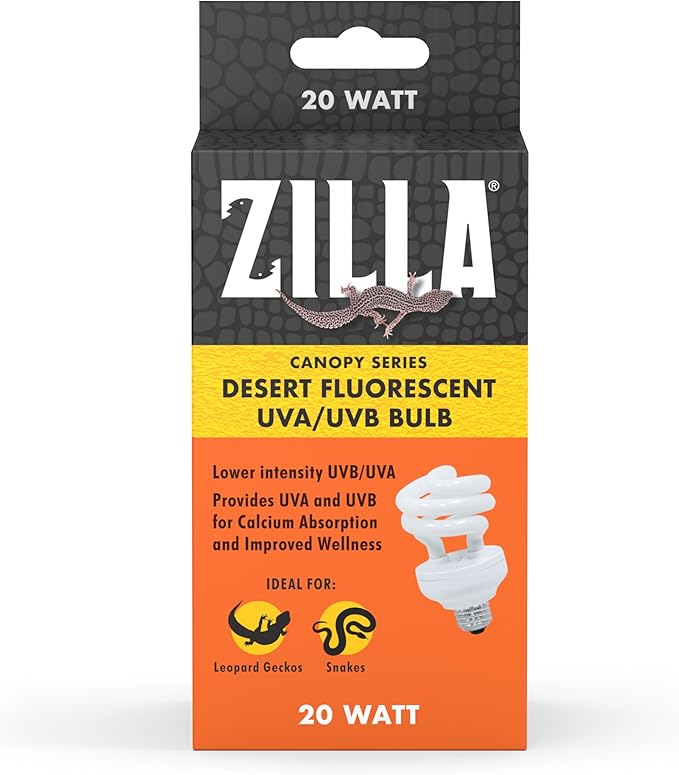Zilla Canopy Series Fluorescent UVB/UVA Bulbs Desert 20 W, 3.875 IN, White