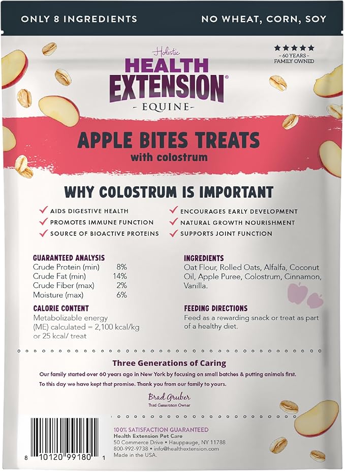 Health Extension Equine Apple Bites Treats with Colostrum – Refreshing Mint Flavor for Horses – Supports Daily Training Rewards & Positive Reinforcement – 2 lb Bag