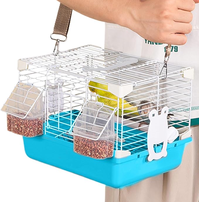 Bird Travel Cage - Portable Heavy-Duty Cages, Comfortable Handle, Small Animal Housing, Durable Pet Carrier | Safe Travel Cage for Cockatiels Budgies Peony Pearl Munias Home Outdoor