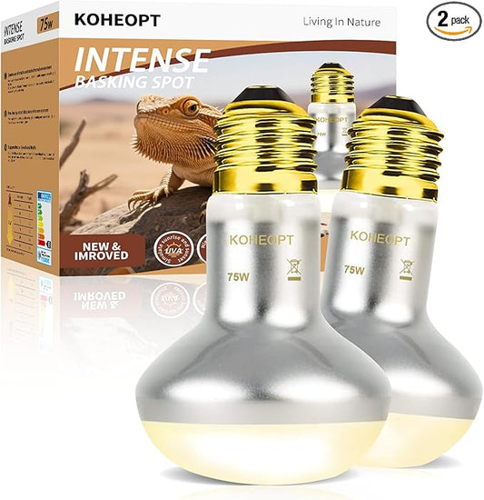 Reptile Heat Lamp 75W,(2 Pack) Heat Emitter UVA Heat Lamp Bulb,Intense Basking Spot Simulated Natural Sunlight Heating Lamp Bulb,Fit E26 Pet Lighting fixtures,for Bearded Dragon, Lizard