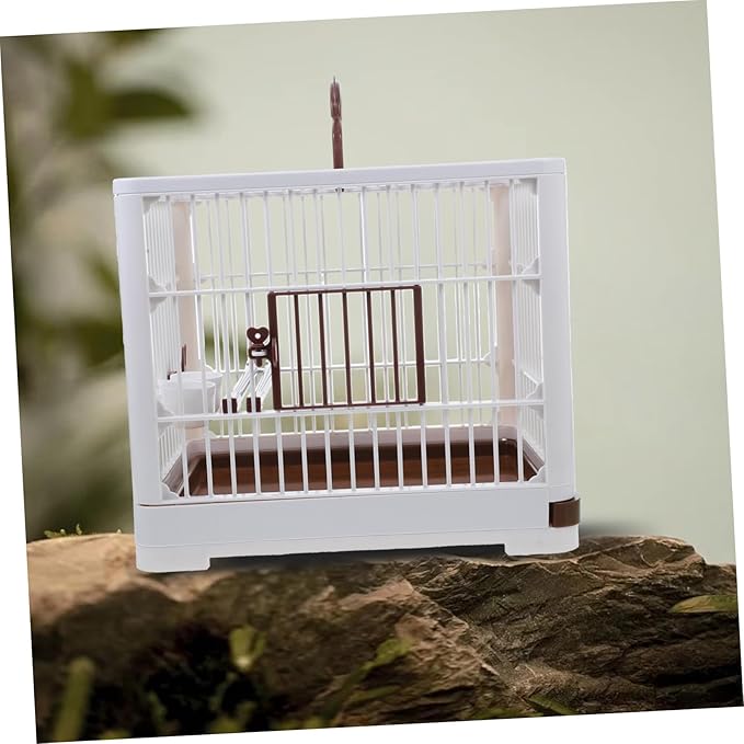 Foldable Parrot Travel Cage with Bird Stand Portable Carrier for Small Birds Easy to Clean Lightweight Design for Finches Parakeets and Budgies