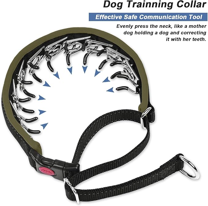 Martingale No Pull Dog Collar - Heavy Duty Nylon with Buckle, Adjustable Anti Pull Reflective Slip Collar for Large Medium Small Dog Training Walking L Army Green