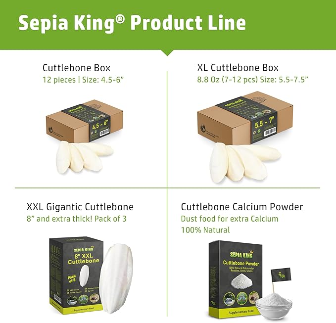 Sepia King - Crushed - 100% Natural Calcium Supplement - Premium Cuttlebone Perfect for Birds, Tortoises, Snails, Reptiles - 3.5 oz