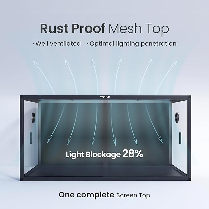 Phailozoo 120 Gallon Bearded Dragon Tank,48" x 24" x 24" Reptile Tank with Sliding Door Top Screen Ventilation, Front Opening Reptile Enclosure for Easy Maintenance