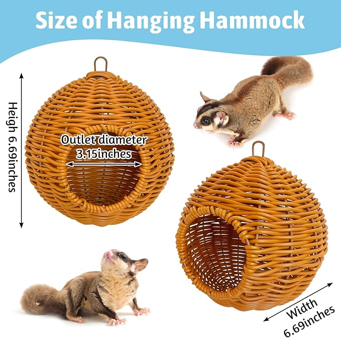 BNOSDM Sugar Glider Pouch, Pet Glider Cage Sleep Bag Squirrels Playing Hideout Hanging Hammock with Warm Cotton Pad Small Animal Cage Accessories for Marmosets Hamsters