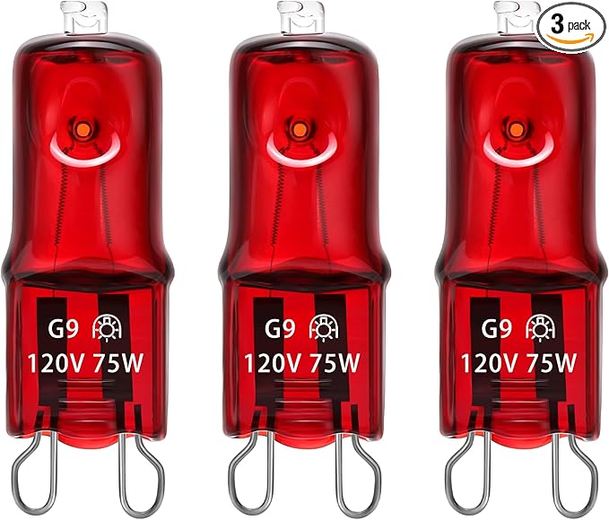 Reptile Heat Lamp G9 Bulb 75W 120V 2 Pin 3 Pack Base Light Bulb Replacement Dimmable Warm Red
