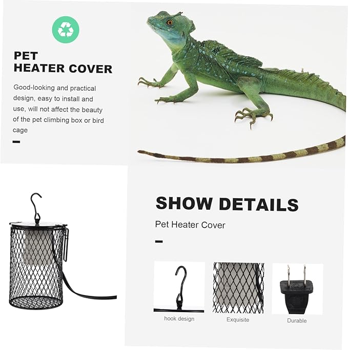 Strong Heat Dissipation Reptile Heating Pad Cover Pet Heating Light Shade Parrot Heater Guard Cage Lamp Cover for Bearded Dragon Plug