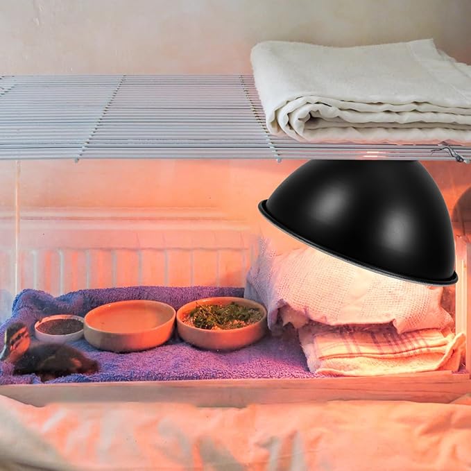 COLLBATH Reptile Lampshade Heat Lamp Protector Insulation Reflector 8.5-Inch Black Exterior White Interior for Reptile Box Heating Habitat Lighting