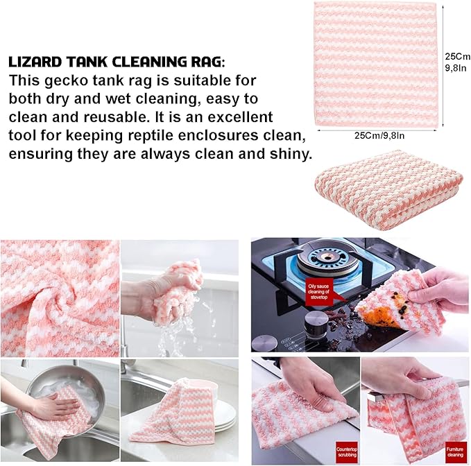 Generic Reptile Tank Cleaning Kit, Bearded Dragon & Lizard Accessories, Compact Glass Terrarium Cleaning Kit