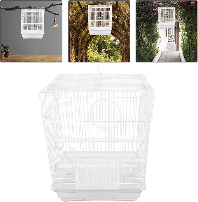 VANZACK Portable Metal Bird Carrier Cage for Parrots Cockatiels Conures Spacious Secure Travel Cage with Lockable Door for Outings and Home Use