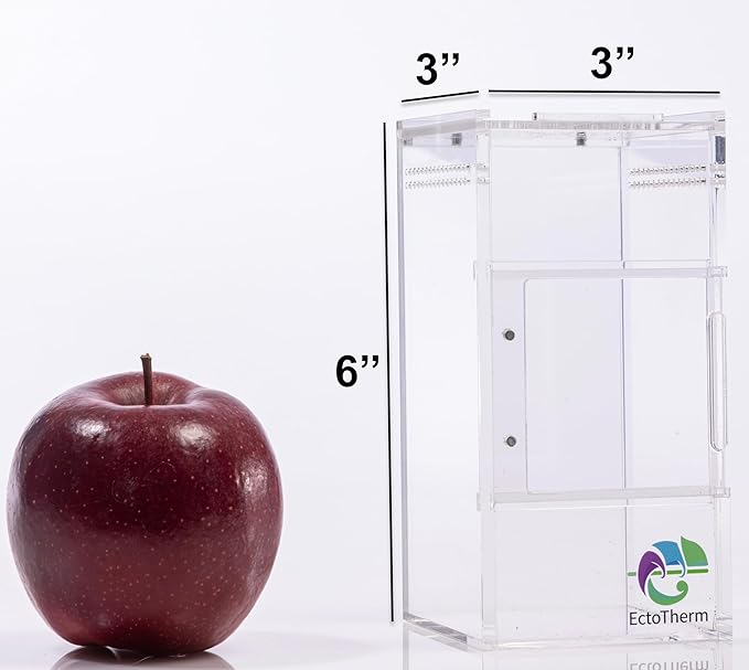 EctoTherm Jumping Spider Enclosure - Complete Acrylic Terrarium Habitat for Spiders, Tarantulas, Praying Mantis - Small Spider House with Front Opening Door - Bug Enclosure for Arboreal Species